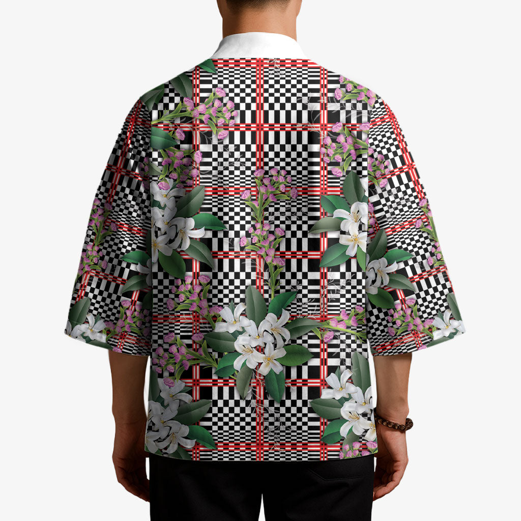 Red Binakol Motifs With Jasminum Sambac Kimono Mabuhay Philippines Festival