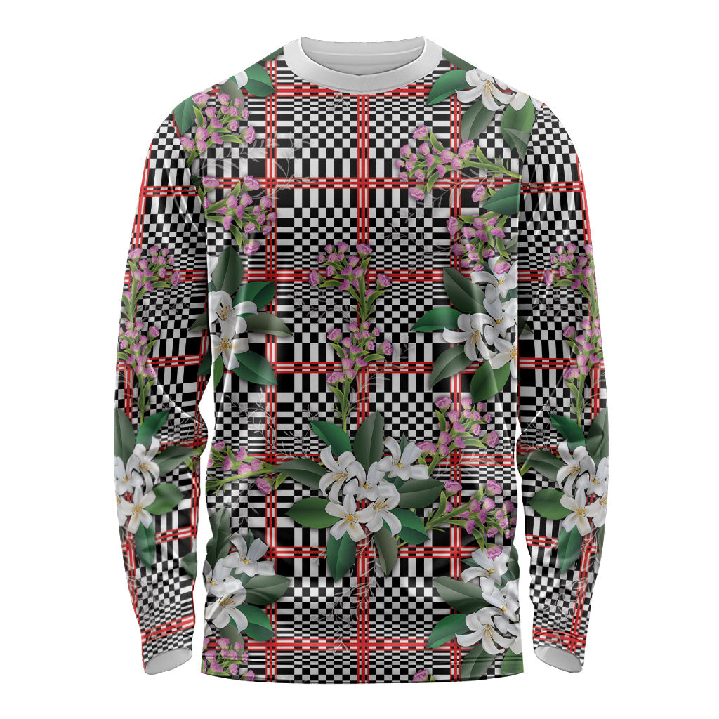 Red Binakol Motifs With Jasminum Sambac Long Sleeve Shirt Mabuhay Philippines Festival