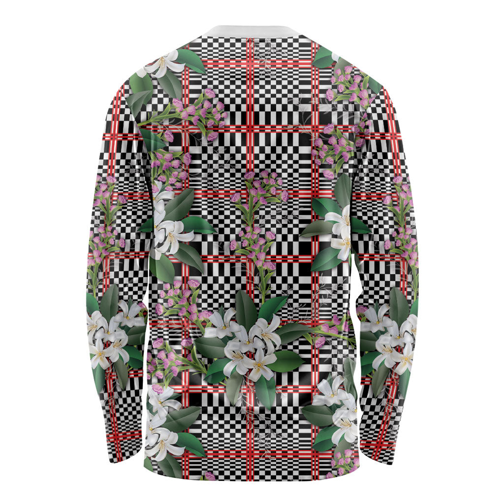 Red Binakol Motifs With Jasminum Sambac Long Sleeve Shirt Mabuhay Philippines Festival