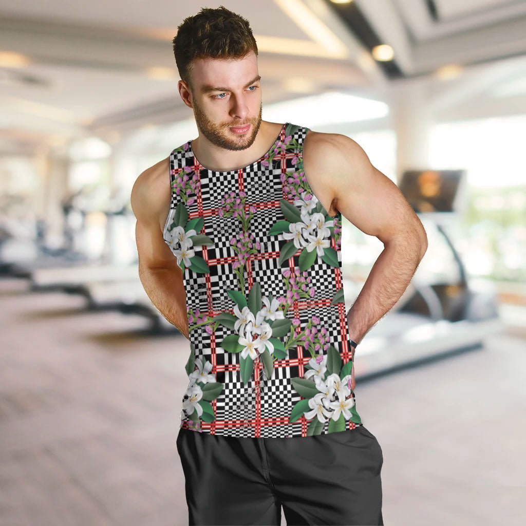 Red Binakol Motifs With Jasminum Sambac Men Tank Top Mabuhay Philippines Festival