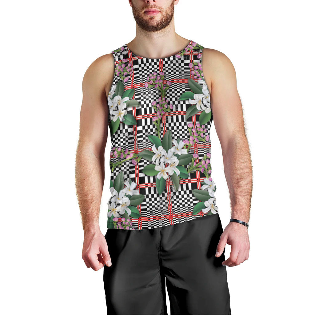 Red Binakol Motifs With Jasminum Sambac Men Tank Top Mabuhay Philippines Festival