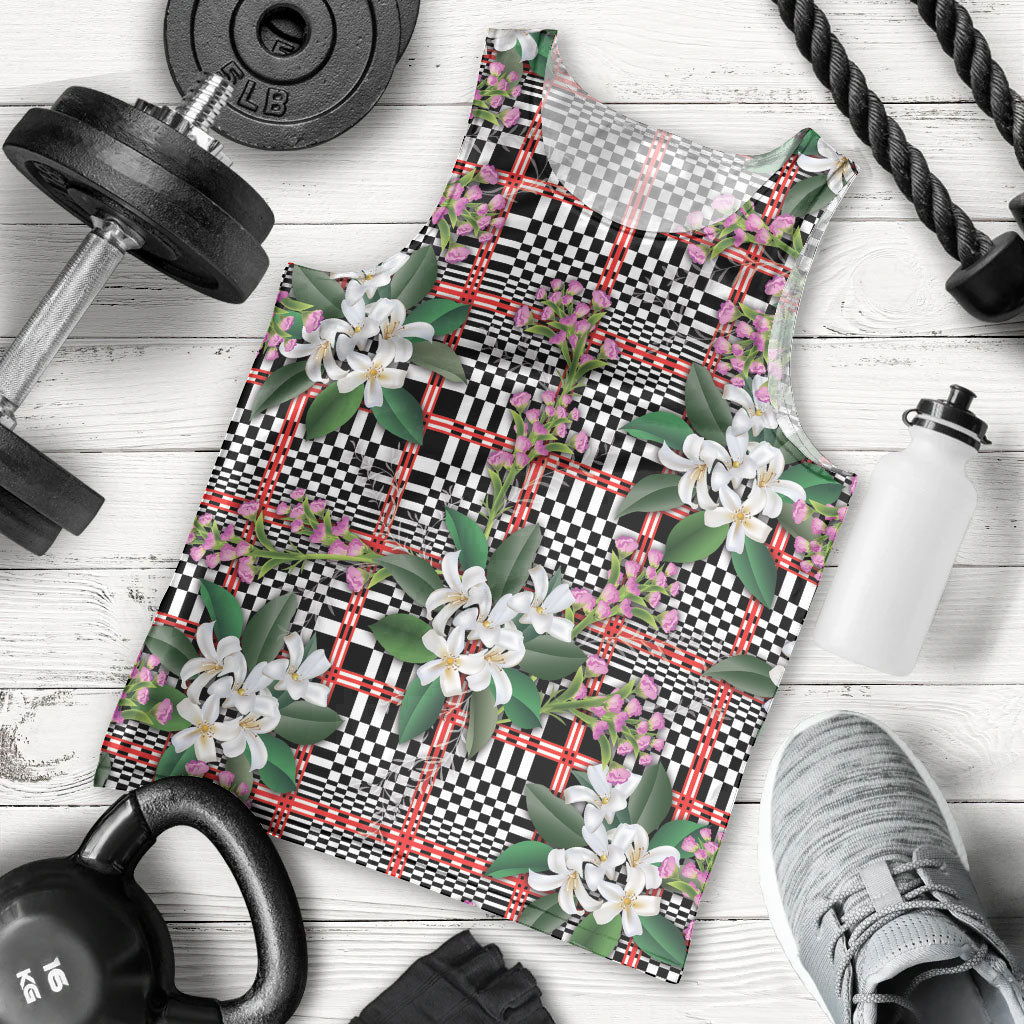 Red Binakol Motifs With Jasminum Sambac Men Tank Top Mabuhay Philippines Festival