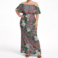 Red Binakol Motifs With Jasminum Sambac Off Shoulder Maxi Dress Mabuhay Philippines Festival