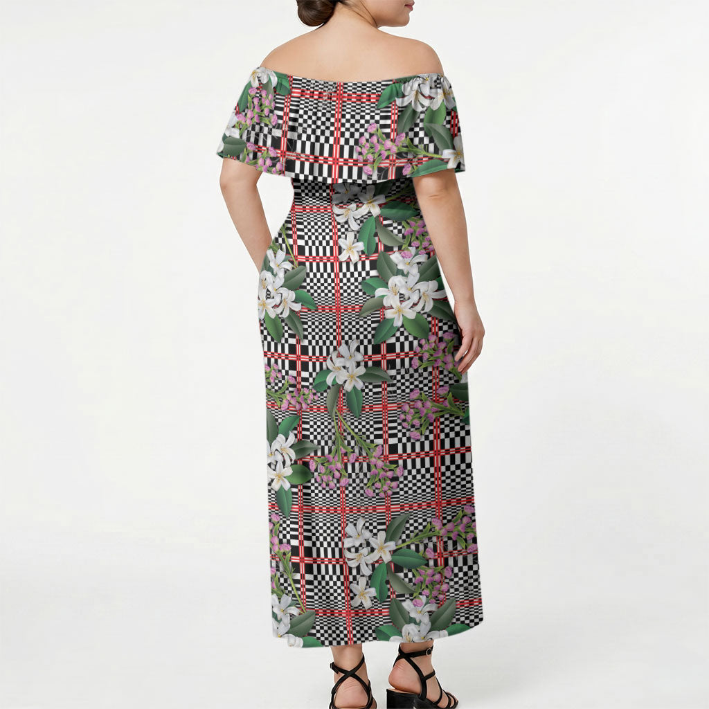 Red Binakol Motifs With Jasminum Sambac Off Shoulder Maxi Dress Mabuhay Philippines Festival