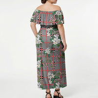 Red Binakol Motifs With Jasminum Sambac Off Shoulder Maxi Dress Mabuhay Philippines Festival