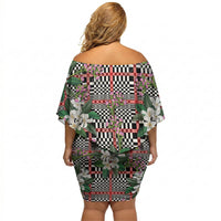 Red Binakol Motifs With Jasminum Sambac Off Shoulder Short Dress Mabuhay Philippines Festival