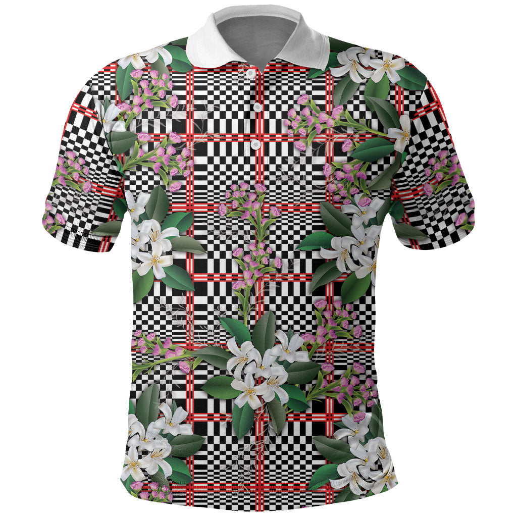 Red Binakol Motifs With Jasminum Sambac Polo Shirt Mabuhay Philippines Festival