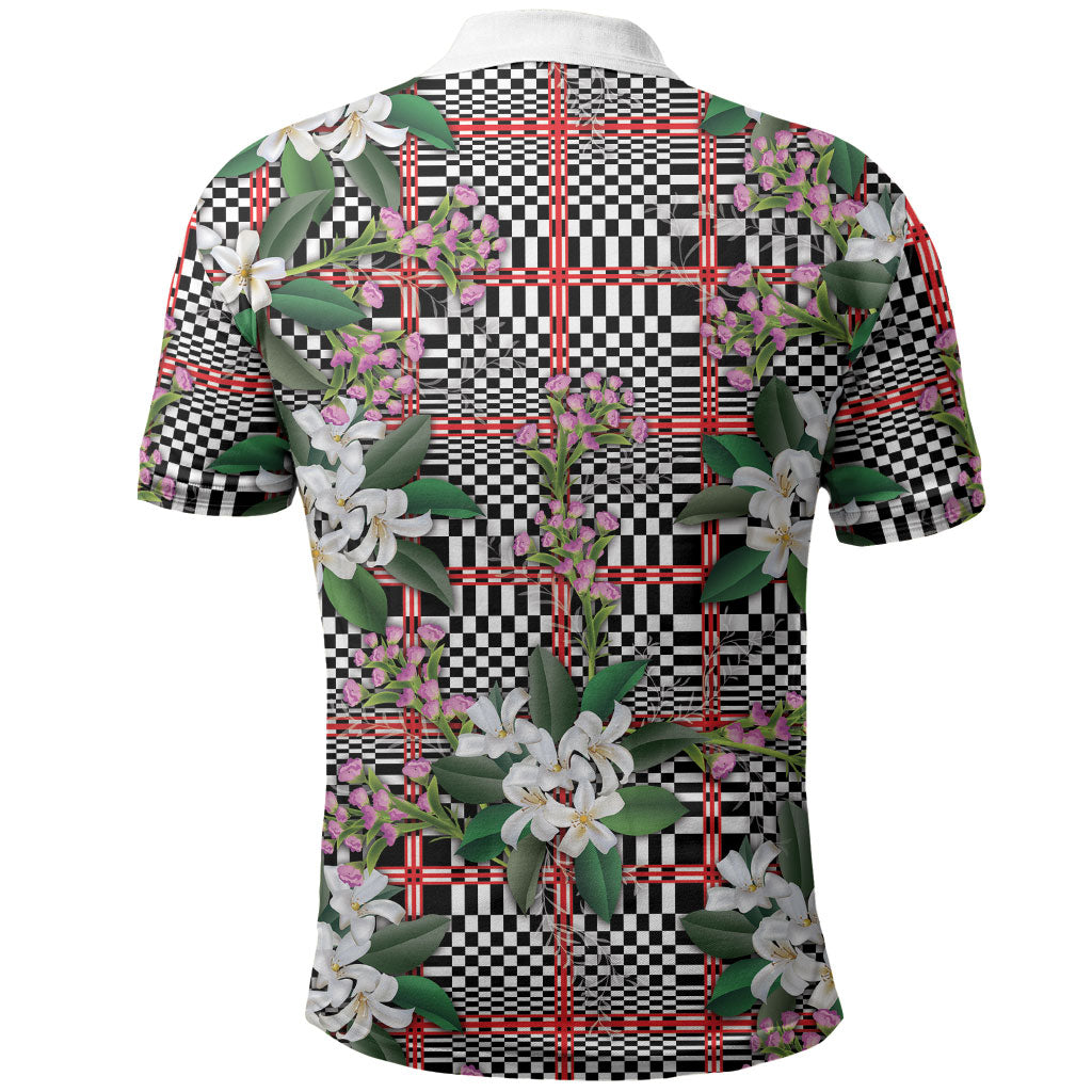 Red Binakol Motifs With Jasminum Sambac Polo Shirt Mabuhay Philippines Festival