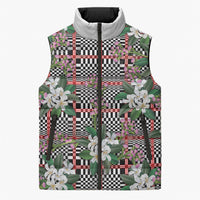 Red Binakol Motifs With Jasminum Sambac Sleeveless Puffer Jacket Mabuhay Philippines Festival