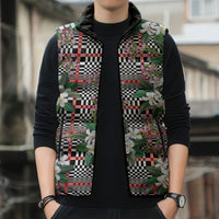 Red Binakol Motifs With Jasminum Sambac Sleeveless Puffer Jacket Mabuhay Philippines Festival