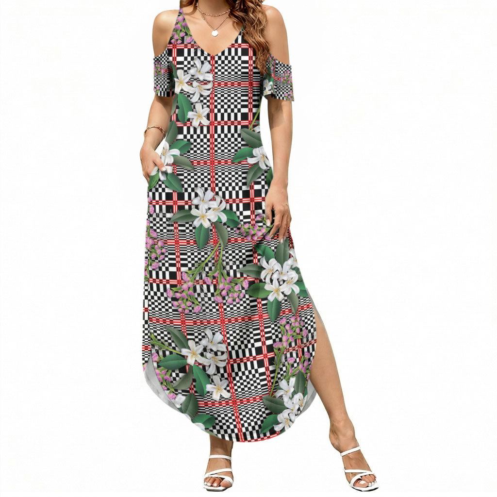 Red Binakol Motifs With Jasminum Sambac Summer Maxi Dress Mabuhay Philippines Festival