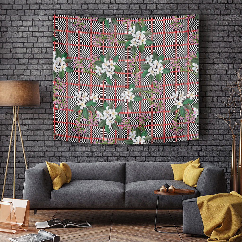 Red Binakol Motifs With Jasminum Sambac Tapestry Mabuhay Philippines Festival