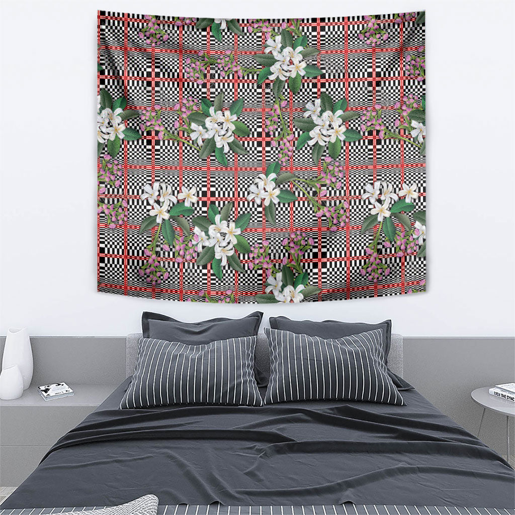 Red Binakol Motifs With Jasminum Sambac Tapestry Mabuhay Philippines Festival