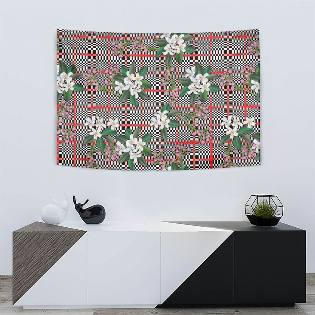 Red Binakol Motifs With Jasminum Sambac Tapestry Mabuhay Philippines Festival