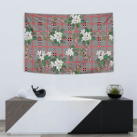 Red Binakol Motifs With Jasminum Sambac Tapestry Mabuhay Philippines Festival