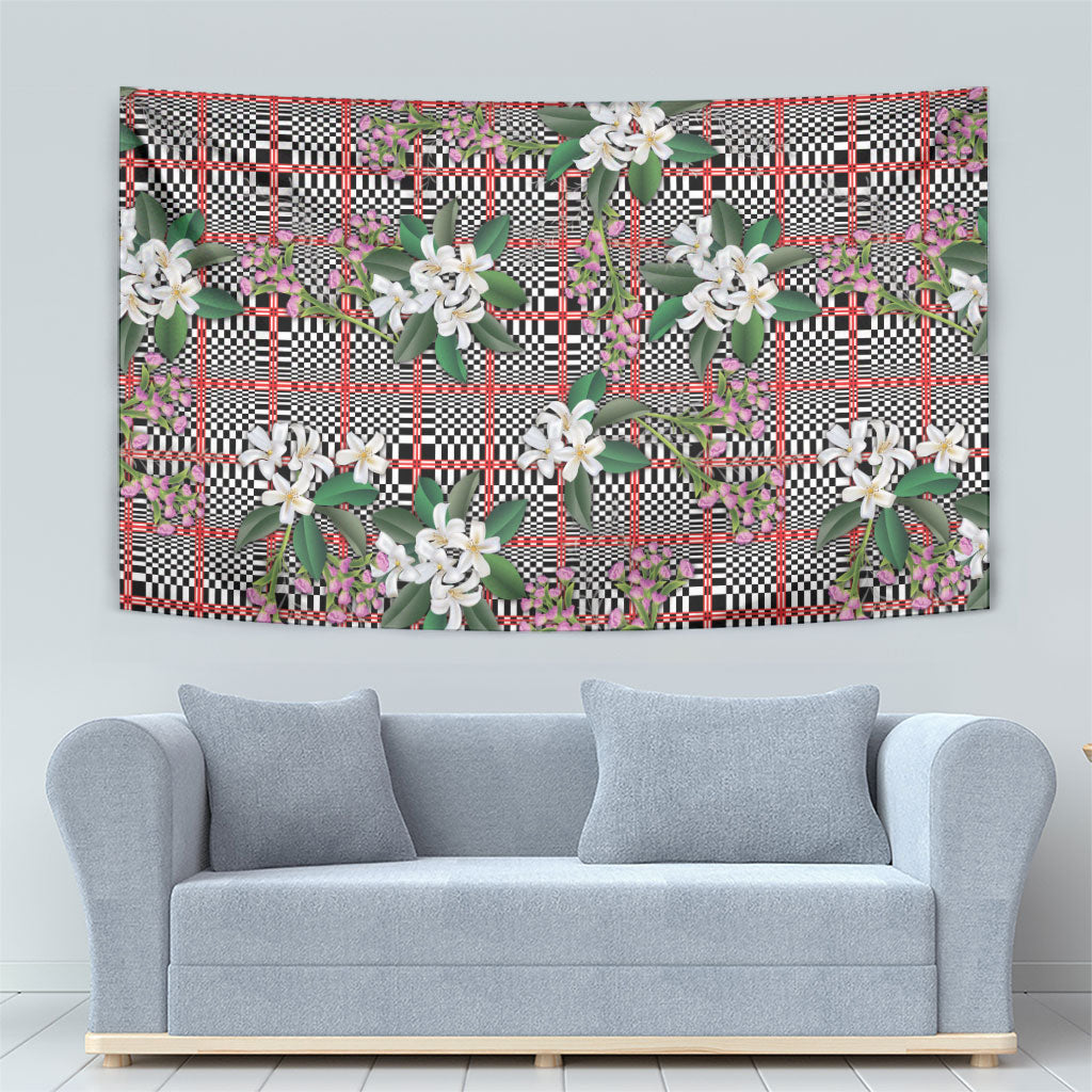 Red Binakol Motifs With Jasminum Sambac Tapestry Mabuhay Philippines Festival