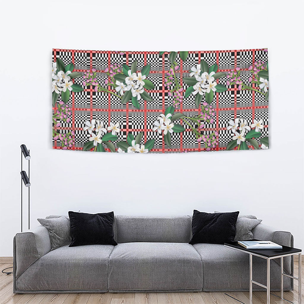 Red Binakol Motifs With Jasminum Sambac Tapestry Mabuhay Philippines Festival