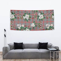 Red Binakol Motifs With Jasminum Sambac Tapestry Mabuhay Philippines Festival