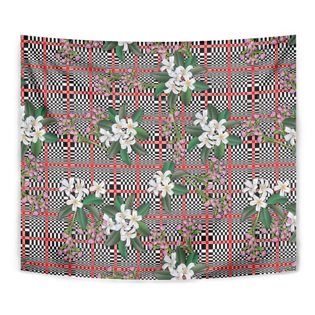 Red Binakol Motifs With Jasminum Sambac Tapestry Mabuhay Philippines Festival