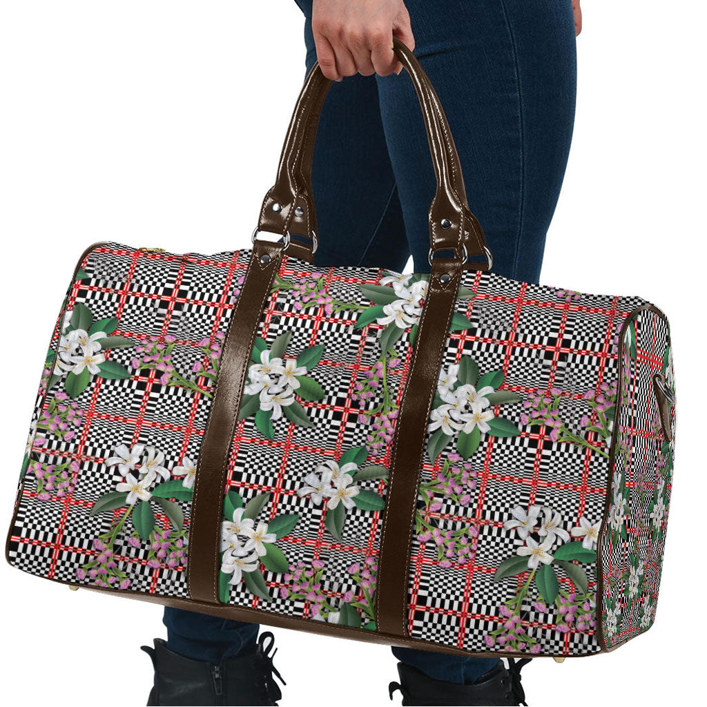 Red Binakol Motifs With Jasminum Sambac Travel Bag Mabuhay Philippines Festival