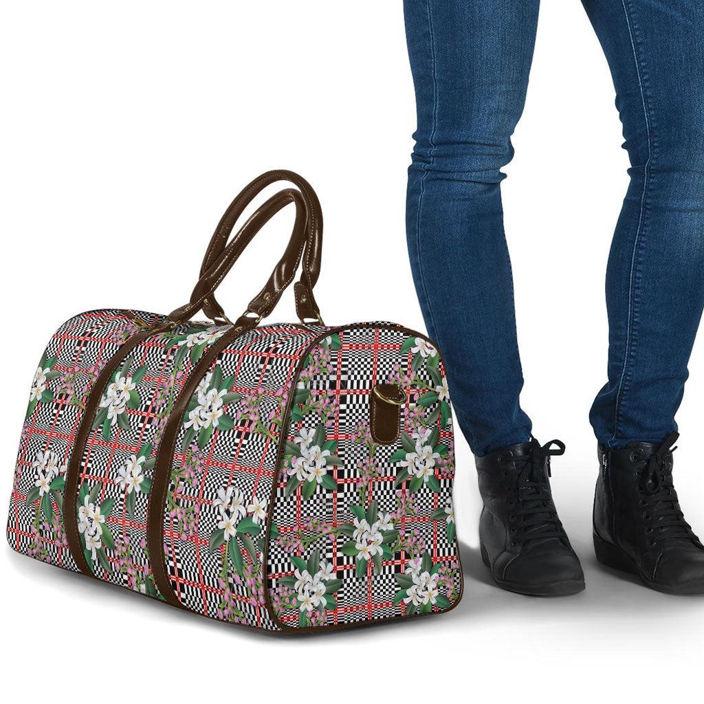 Red Binakol Motifs With Jasminum Sambac Travel Bag Mabuhay Philippines Festival