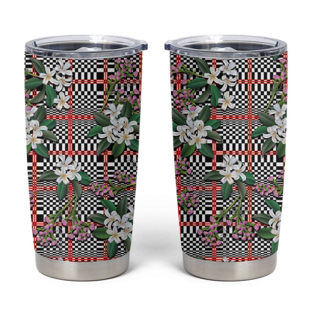 Red Binakol Motifs With Jasminum Sambac Tumbler Cup Mabuhay Philippines Festival