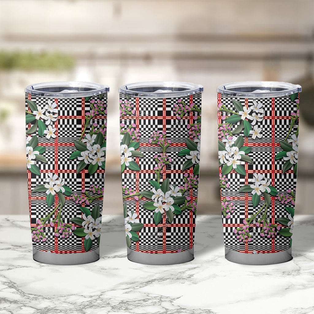 Red Binakol Motifs With Jasminum Sambac Tumbler Cup Mabuhay Philippines Festival