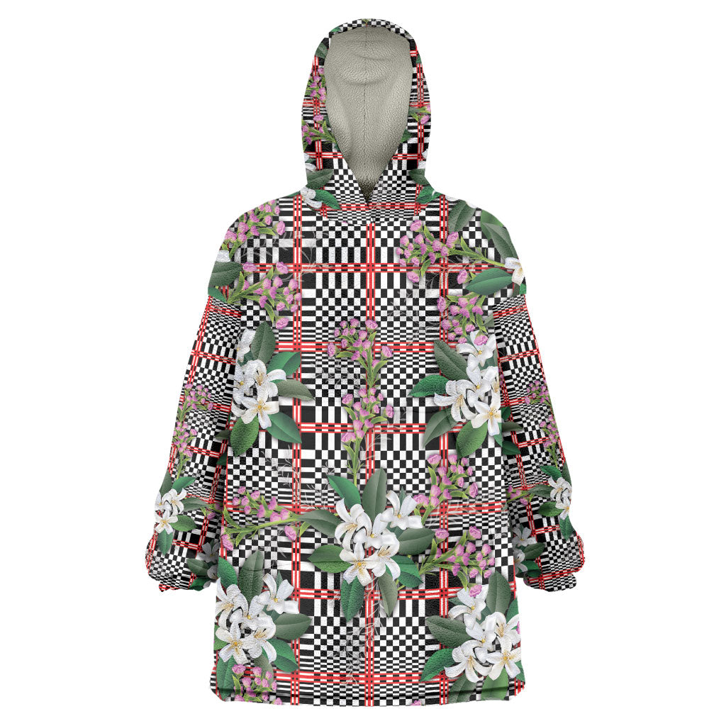 Red Binakol Motifs With Jasminum Sambac Wearable Blanket Hoodie Mabuhay Philippines Festival