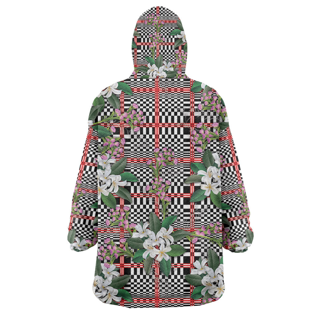 Red Binakol Motifs With Jasminum Sambac Wearable Blanket Hoodie Mabuhay Philippines Festival