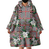 Red Binakol Motifs With Jasminum Sambac Wearable Blanket Hoodie Mabuhay Philippines Festival