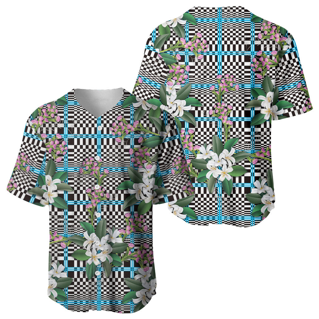 Blue Binakol Motifs With Jasminum Sambac Baseball Jersey Mabuhay Philippines Festival