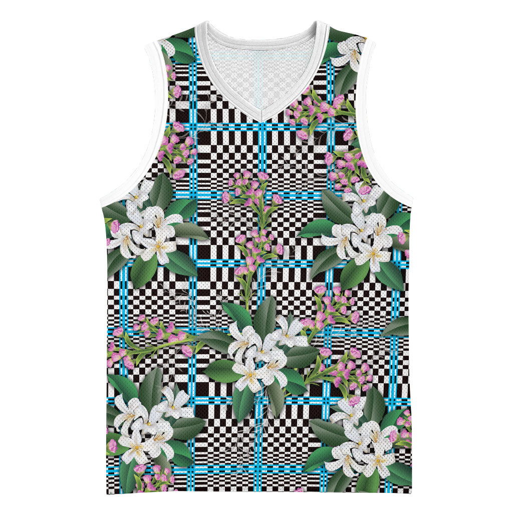 Blue Binakol Motifs With Jasminum Sambac Basketball Jersey Mabuhay Philippines Festival