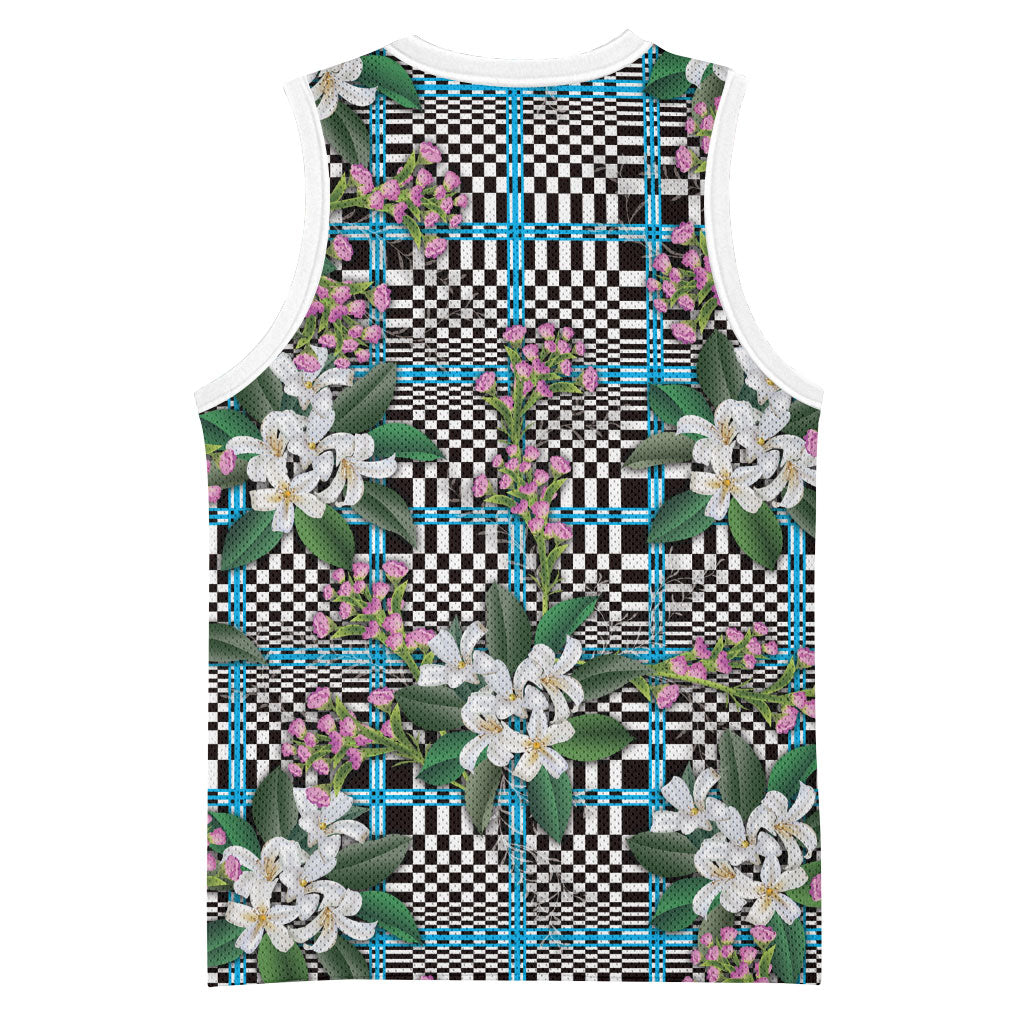 Blue Binakol Motifs With Jasminum Sambac Basketball Jersey Mabuhay Philippines Festival