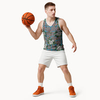 Blue Binakol Motifs With Jasminum Sambac Basketball Jersey Mabuhay Philippines Festival