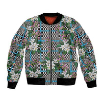 Blue Binakol Motifs With Jasminum Sambac Bomber Jacket Mabuhay Philippines Festival