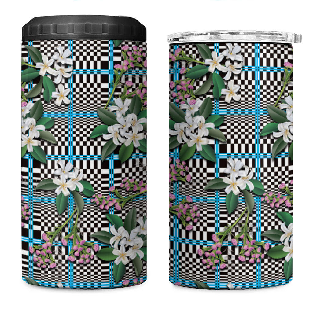 Blue Binakol Motifs With Jasminum Sambac 4 in 1 Can Cooler Tumbler Mabuhay Philippines Festival