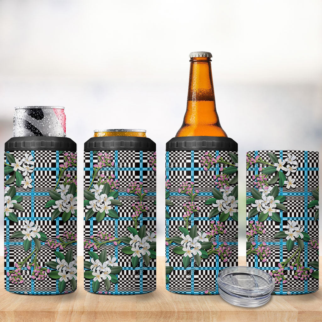 Blue Binakol Motifs With Jasminum Sambac 4 in 1 Can Cooler Tumbler Mabuhay Philippines Festival