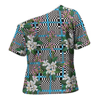 Blue Binakol Motifs With Jasminum Sambac Cross Shoulder Shirt Mabuhay Philippines Festival