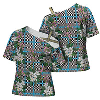 Blue Binakol Motifs With Jasminum Sambac Cross Shoulder Shirt Mabuhay Philippines Festival
