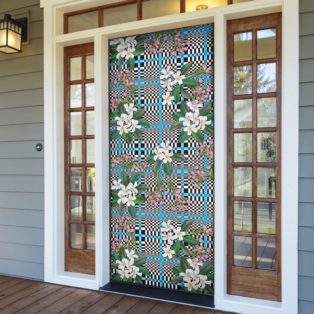Blue Binakol Motifs With Jasminum Sambac Door Cover Mabuhay Philippines Festival