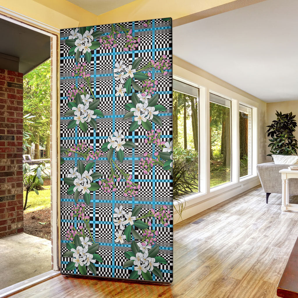 Blue Binakol Motifs With Jasminum Sambac Door Cover Mabuhay Philippines Festival