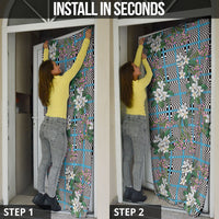 Blue Binakol Motifs With Jasminum Sambac Door Cover Mabuhay Philippines Festival