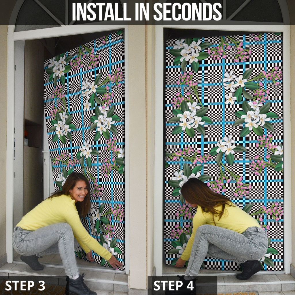 Blue Binakol Motifs With Jasminum Sambac Door Cover Mabuhay Philippines Festival