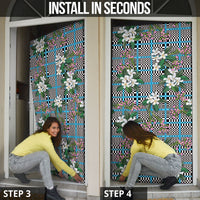 Blue Binakol Motifs With Jasminum Sambac Door Cover Mabuhay Philippines Festival