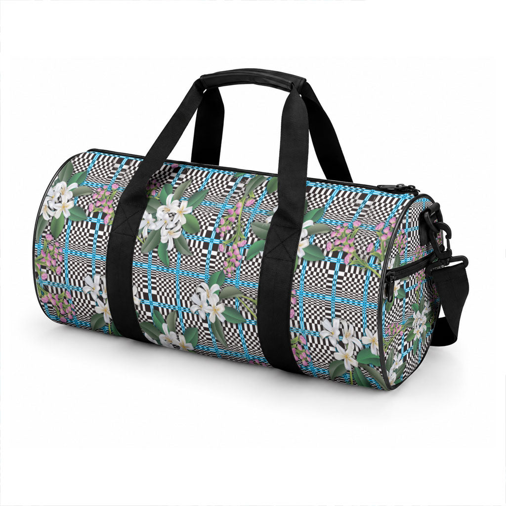 Blue Binakol Motifs With Jasminum Sambac Duffle Bag Mabuhay Philippines Festival