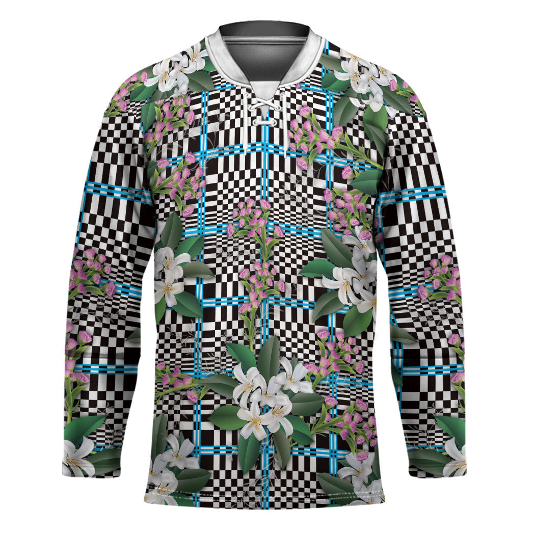 Blue Binakol Motifs With Jasminum Sambac Hockey Jersey Mabuhay Philippines Festival