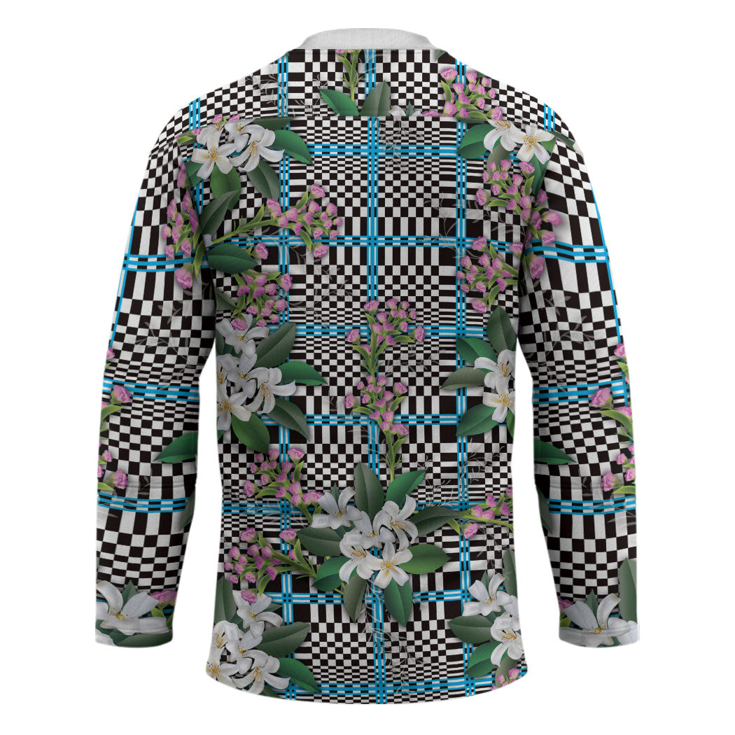 Blue Binakol Motifs With Jasminum Sambac Hockey Jersey Mabuhay Philippines Festival