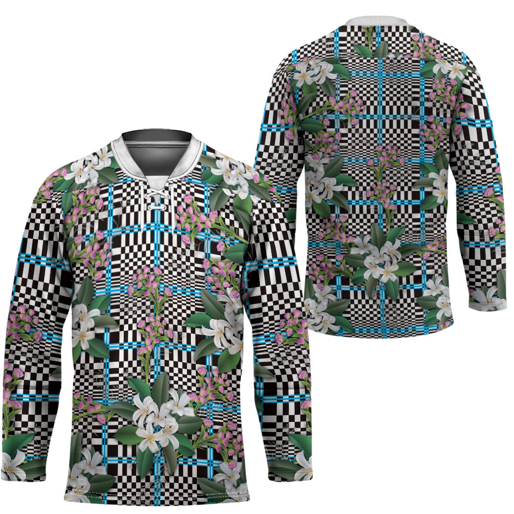 Blue Binakol Motifs With Jasminum Sambac Hockey Jersey Mabuhay Philippines Festival