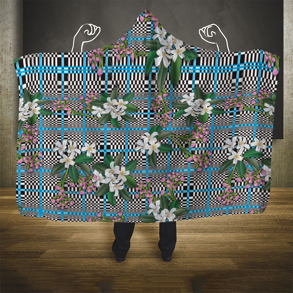 Blue Binakol Motifs With Jasminum Sambac Hooded Blanket Mabuhay Philippines Festival
