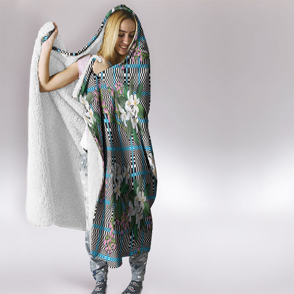 Blue Binakol Motifs With Jasminum Sambac Hooded Blanket Mabuhay Philippines Festival